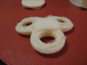 The bottom the printed 3-torus; first few layers are malformed. (By Christopher Olah)